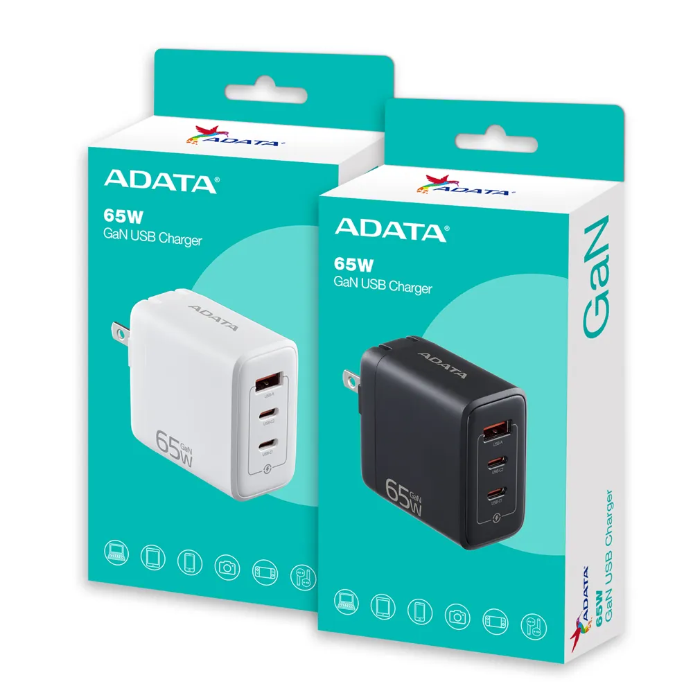 ADATA 威剛】G653 2C/1A 65W GaN氮化鎵三孔PD快充充電器(支援筆電/平板