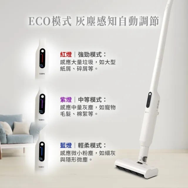 【SAMPO 聲寶】自動集塵無線吸塵器-附贈6件集塵袋(EC-UA18UNT)