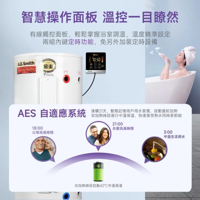 【A.O.Smith】歡慶618活動!! AO史密斯 EES-50D 戶外型 電子式電熱水器(含控制面板)