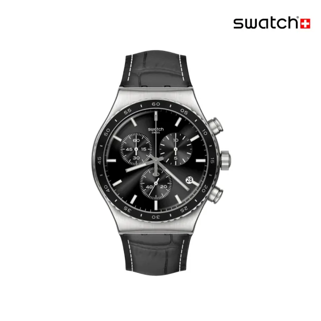 【SWATCH】IRONY AT NIGHT 金屬運動手錶/男錶/女錶/瑞士製造 YVS495(43mm)