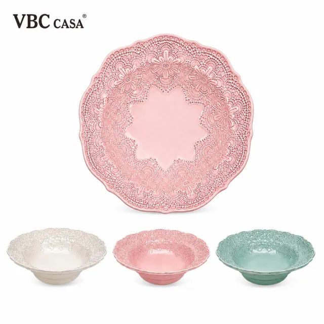 【VBC casa】手工唯美蕾絲系列 19cm麥片碗/沙拉碗-3色可選(義大利製手工)