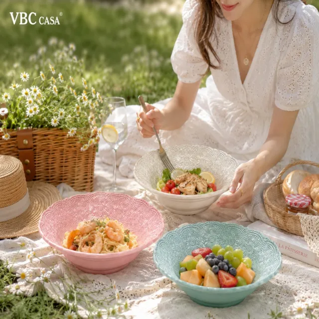 【VBC casa】手工唯美蕾絲系列 19cm麥片碗/沙拉碗-3色可選(義大利製手工)