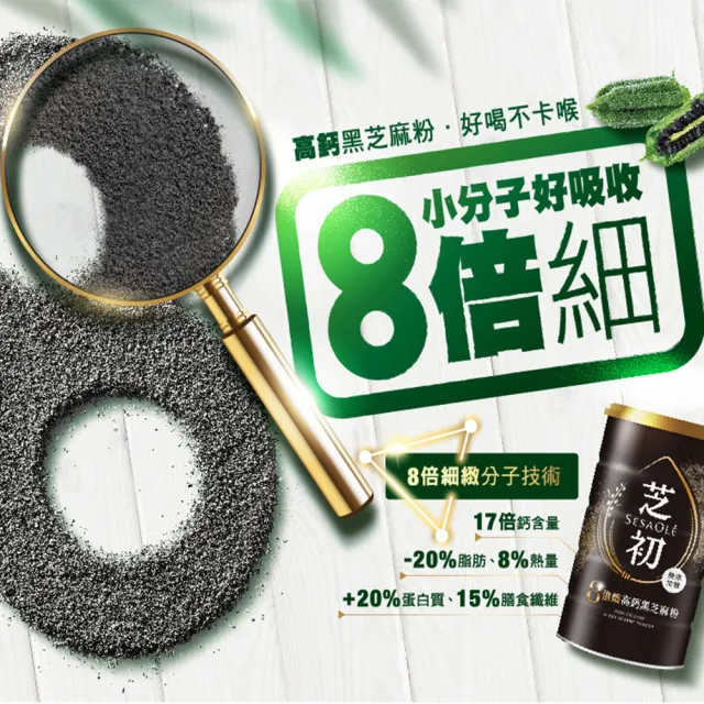 【芝初】明星芝麻粉黑白配 2入組(8倍細高鈣黑芝麻粉380g + 2+3芝優蛋白425g)