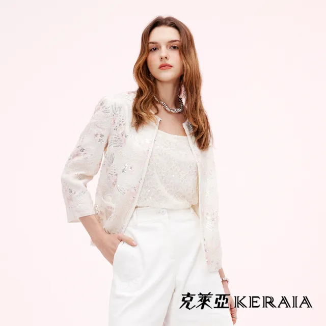【KERAIA 克萊亞】沁香枝梅蕾絲珠鑽外套