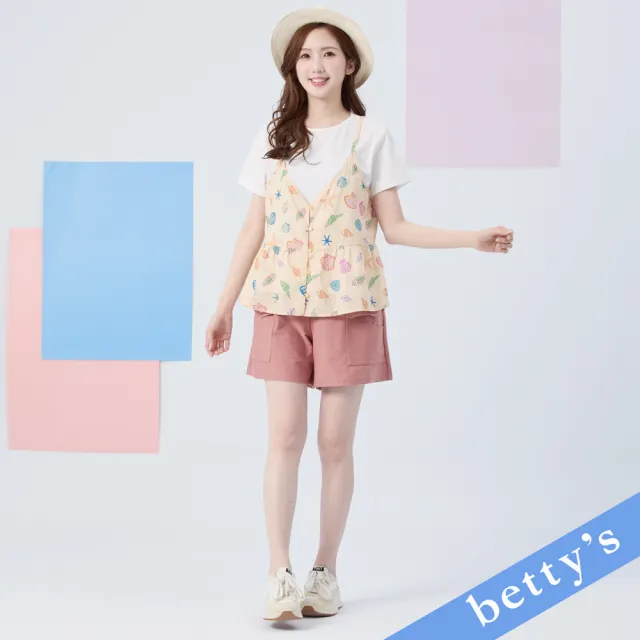 【betty’s 貝蒂思】寬版褲頭雙邊口袋短褲(粉色)