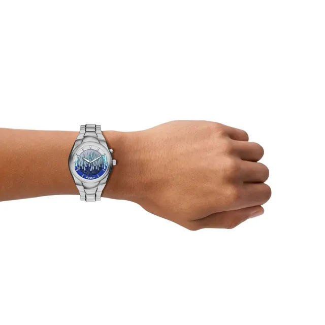【FOSSIL】Y2K Big Tic 限量復刻 雙顯示藍焰數位圖騰手錶-40mm 送禮 情人節 推薦(LE1234)