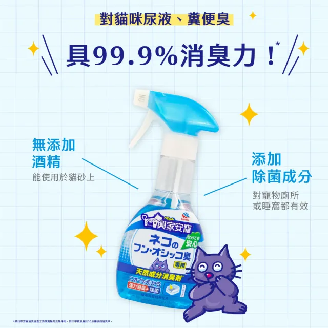 【興家安寵】天然成分消臭噴霧 貓用 270ml(無酒精/空間除臭/分解異味/寵物消臭)