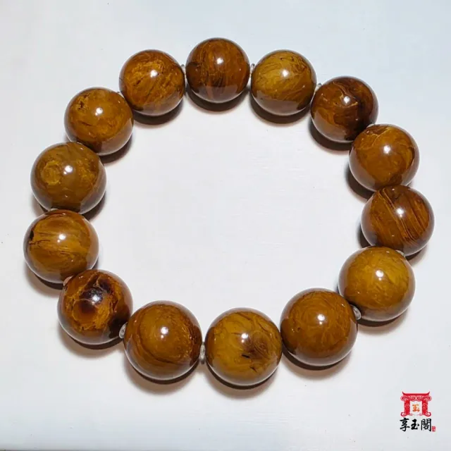 享玉閣 緬甸血根珀溶洞妖花手串 16+mm