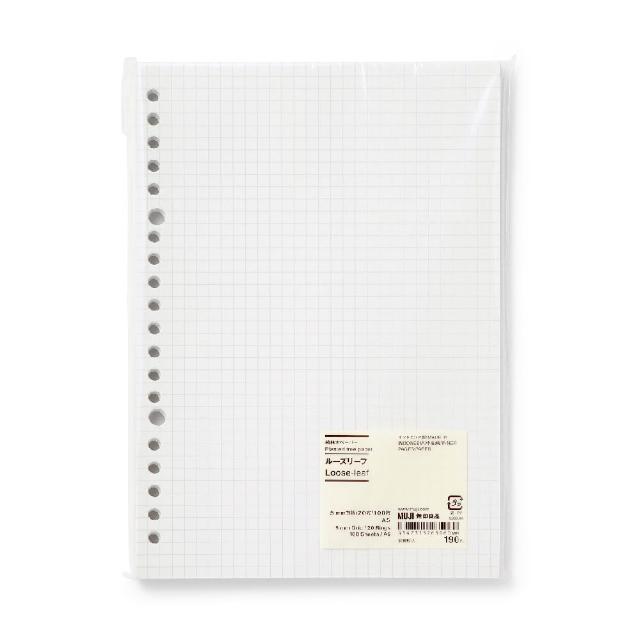 【MUJI 無印良品】植林木不易透色活頁紙/A5.方眼.5mm.100頁