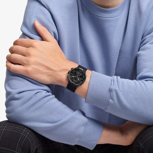 【SWATCH】CHECKPOINT BLACK 大錶面手錶/男錶/女錶/瑞士製造 SB02B400(47mm)