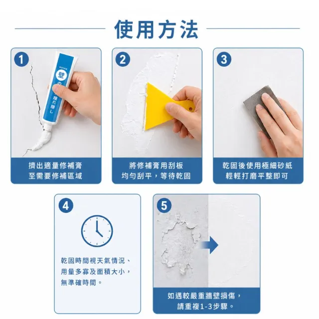 【寶媽咪】2+2入超值牆壁裂縫專家補牆膏(防水珪藻土/吸溼不泛黃/牆面修補膏/補土膏/裂縫)