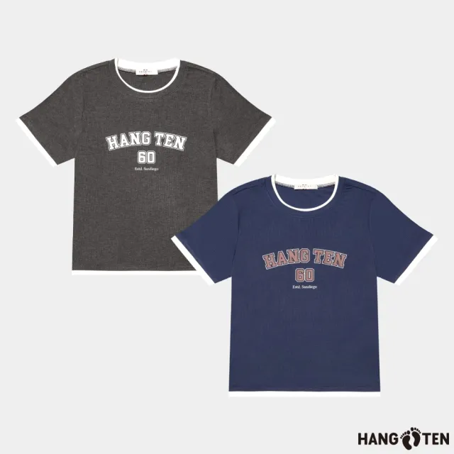 【Hang Ten】女裝-層次撞色LOGO印花短袖T恤(多色選)