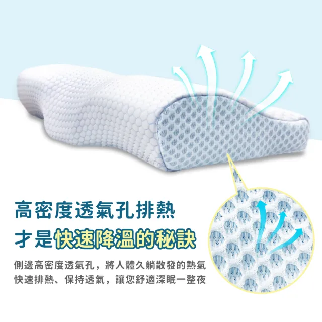【Beroso 倍麗森】涼感冰絲透氣護頸防鼾記憶枕-涼感(SGS檢驗合格 支撐頸部 護頸枕 記憶枕)