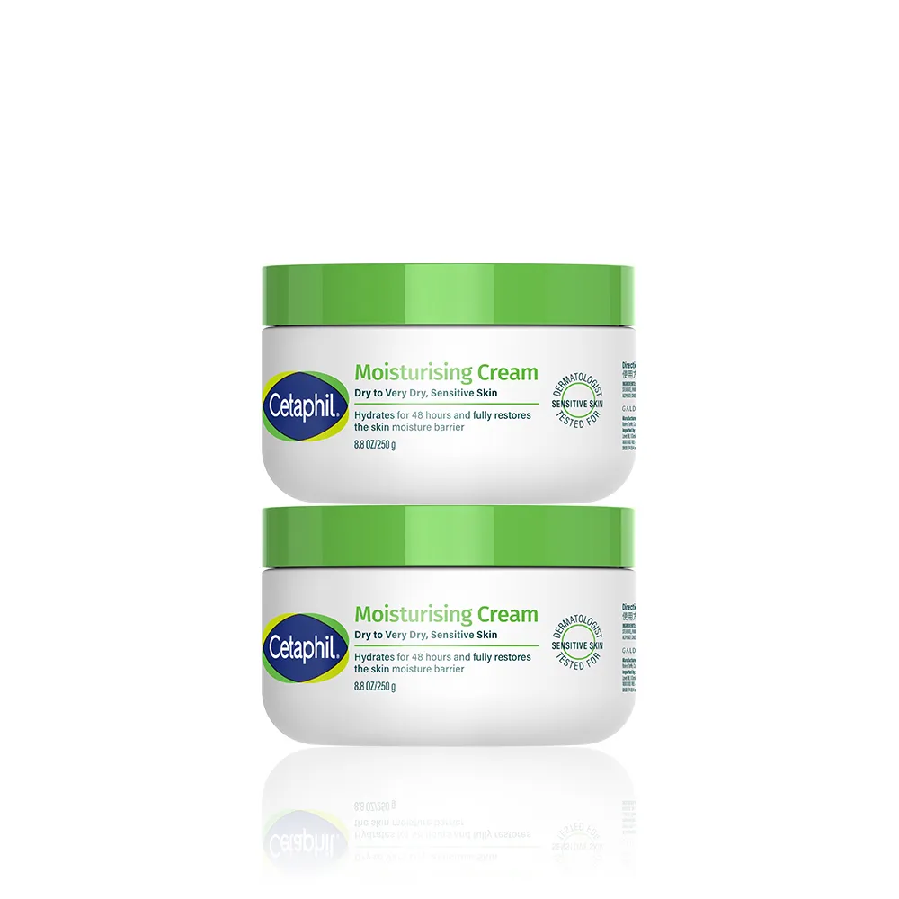 【Cetaphil 舒特膚】官方直營 長效潤膚霜 250gx2(臉部身體乳霜/敏感肌/保濕/B3/B5/乾燥粗糙)
