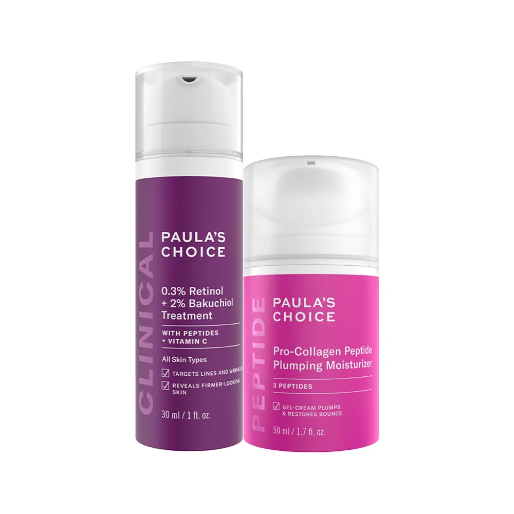 【Paulas Choice 寶拉珍選】0.3％A醇＋2％補骨脂酚精華乳＋高效胜肽膠原緊緻霜