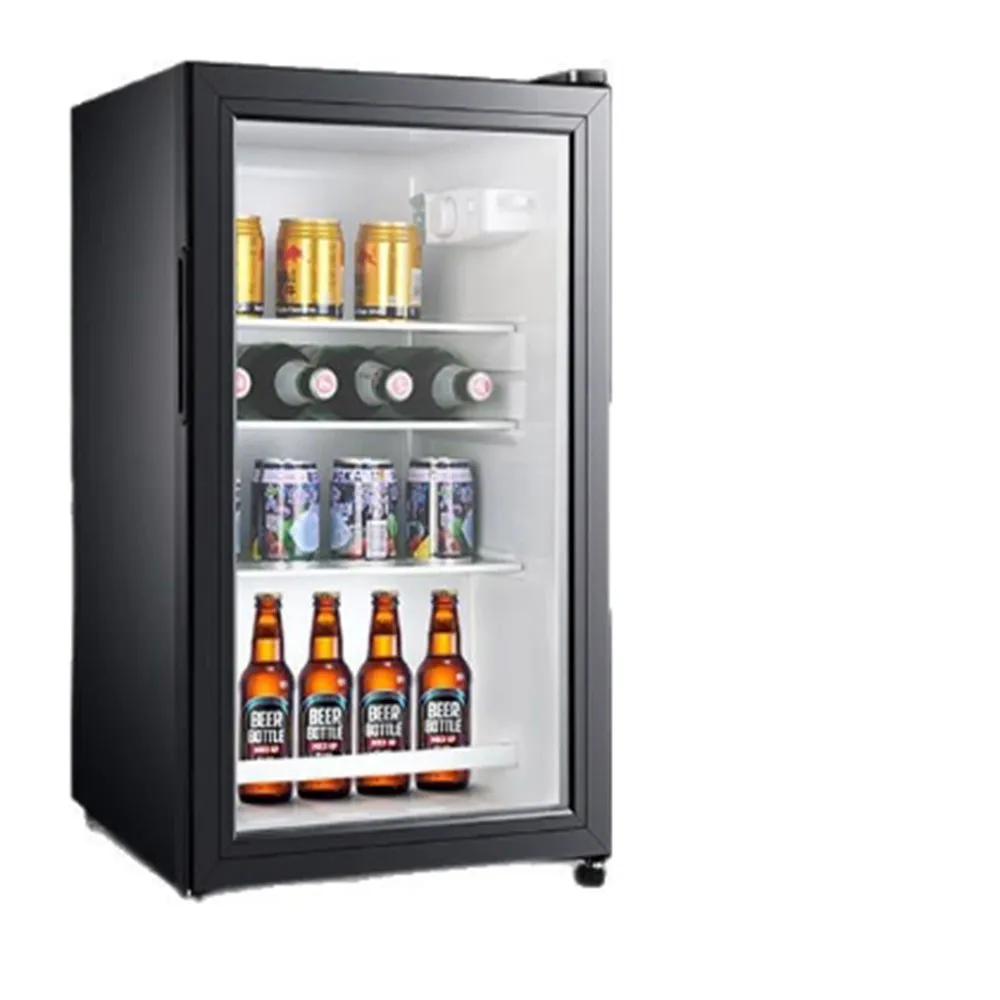 【Lexiang樂享】110v冷藏櫃76L 透明門冰吧冷藏飲料小冰箱小型冷櫃靜音酒櫃商用展示櫃小冰櫃(冷藏櫃/冰箱)