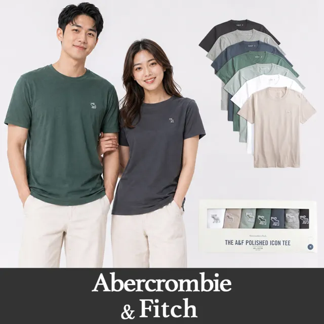 【Abercrombie & Fitch】AF A&F 經典刺繡麋鹿素面短袖T恤 上衣 -BONL- 多色選(無吊牌/組合拆售/平輸品)