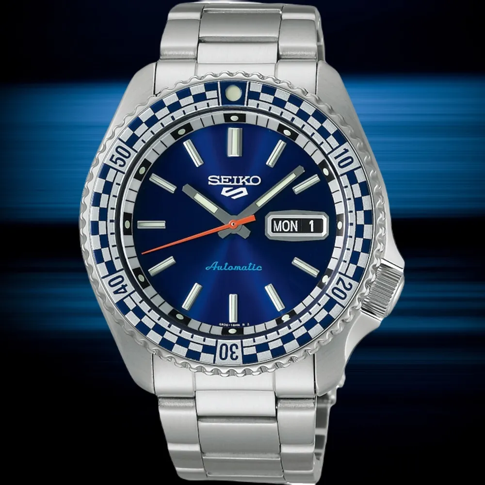 【SEIKO 精工】SKX 賽車旗幟 復刻機械錶(4R36-15Z0B / SRPK65K1)