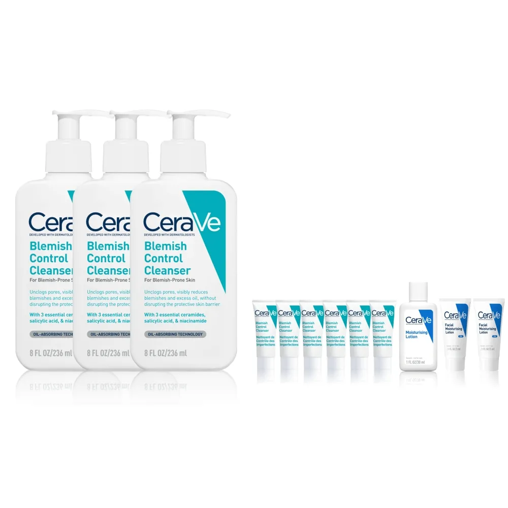 【CeraVe適樂膚】戰痘神器囤貨組★淨膚白泥抗粉痘潔面露 236ml*3_G(控油抗粉痘/水楊酸)