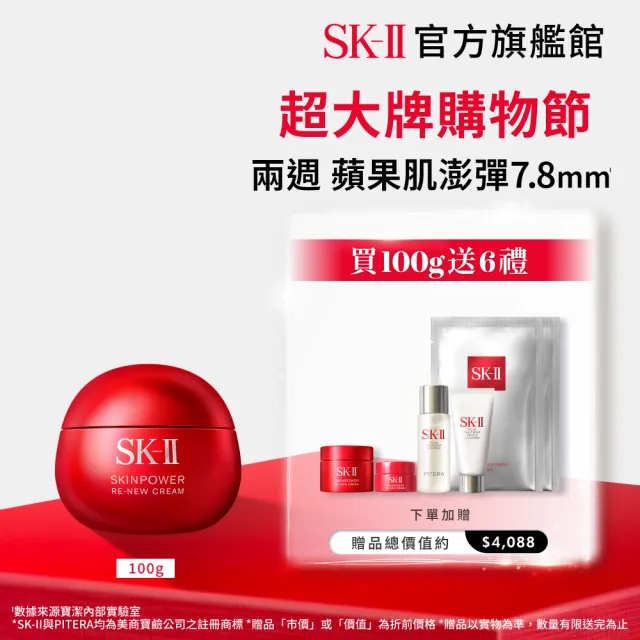 【SK-II】官方直營 肌源賦能煥顏活膚霜 100g(經典版/乳霜/臉部保養/澎彈/緊緻/大紅球/超大牌)