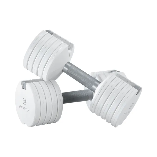 【BYZOOM FITNESS】Pure Series可調式啞鈴12.5lb/約5.6kg 雙入+(30LB) 可調式壺鈴 白