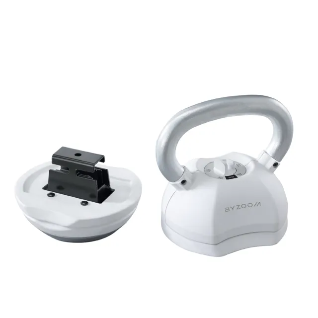【BYZOOM FITNESS】Pure Series可調式啞鈴12.5lb/約5.6kg 雙入+(30LB) 可調式壺鈴 白