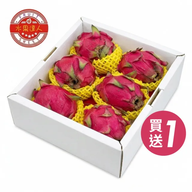 【水果達人】產地直送紅肉火龍果5斤x1盒(5-8顆/盒)買一送一 5斤裝 共2盒