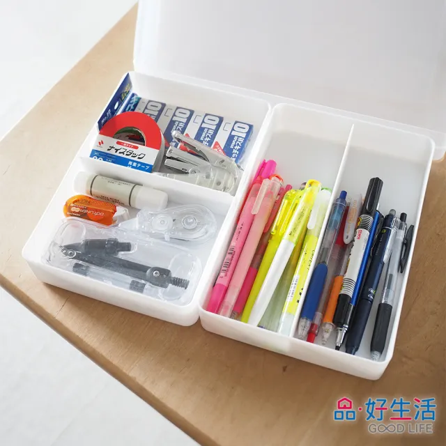 【GOOD LIFE 品好生活】日本製 A4文件盒專用2大分格托盤（寬型）