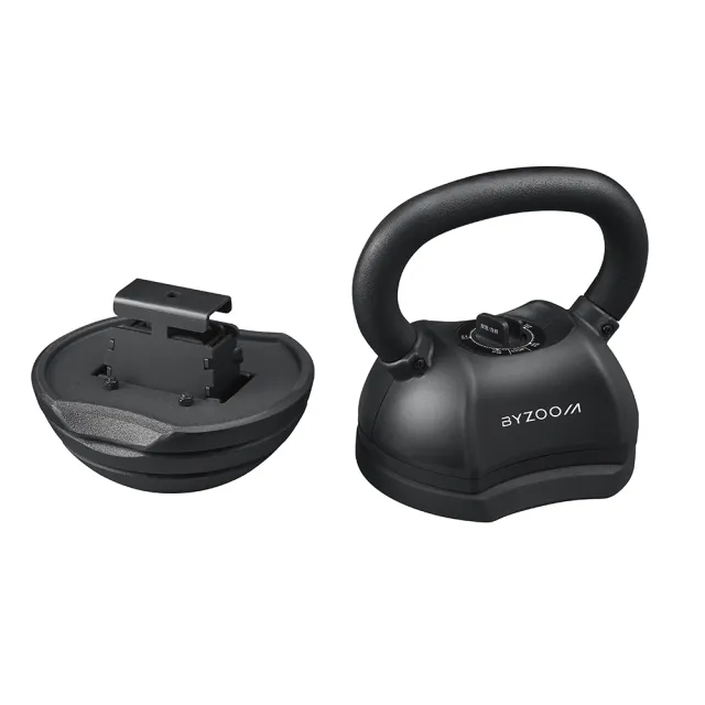 【BYZOOM FITNESS】Pure Series可調式啞鈴12.5lb/約5.6kg 雙入+(30LB) 可調式壺鈴 黑