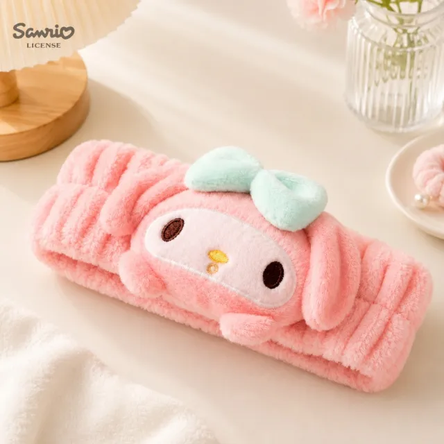 【SANRIO 三麗鷗】正版授權美樂蒂大耳狗酷洛米3D毛絨洗臉髮帶化妝髮圈蓬鬆柔軟閨蜜女友女兒生日兒童禮物