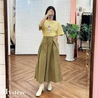 【my stere 我的時尚秘境】舒適寬版插畫風女孩棉T 兩色可選 寬鬆T恤 寬版T恤 短版T恤 百搭上衣 休閒T恤