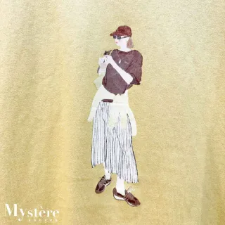 【my stere 我的時尚秘境】舒適寬版插畫風女孩棉T 兩色可選 寬鬆T恤 寬版T恤 短版T恤 百搭上衣 休閒T恤