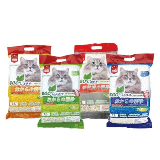 【ECO 艾可】豆腐貓砂7L-4入-原味/綠茶/玉米/活性炭(環保貓砂)