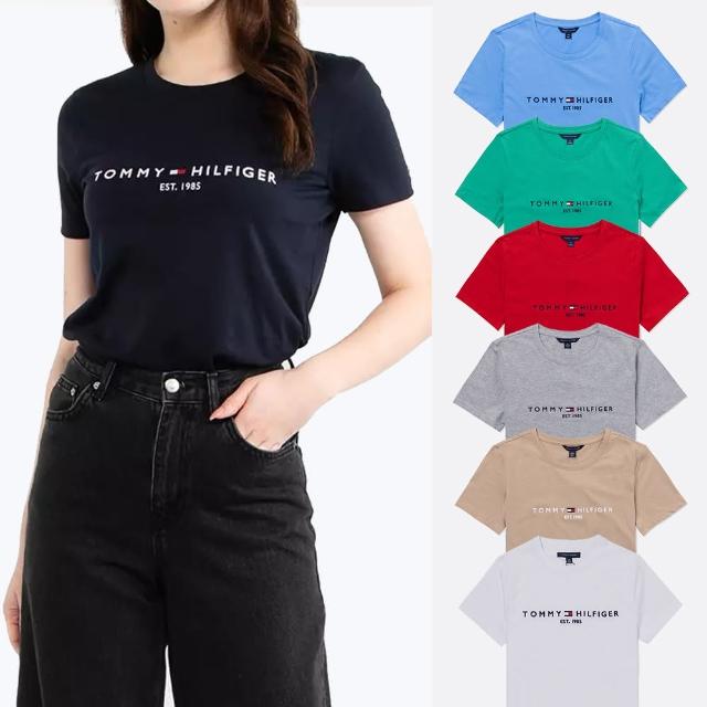 【TOMMY HILFIGER】TOMMY 經典刺繡文字Logo圖案短袖T恤 上衣-女-多色選(百搭舒適/平輸品/短T)
