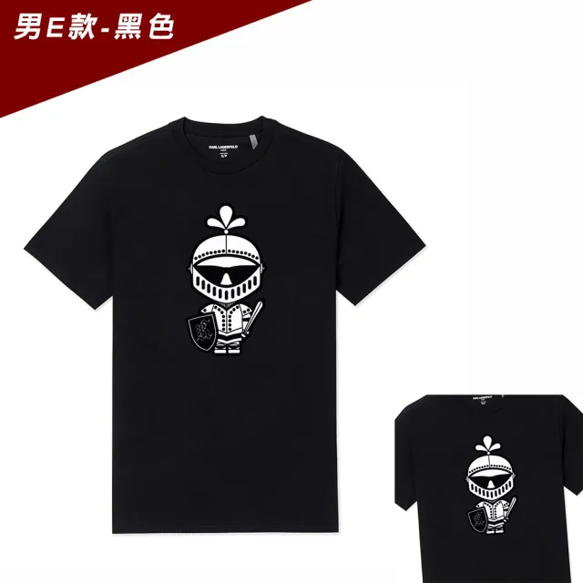 【KARL LAGERFELD 卡爾】老佛爺 經典印刷大Logo純棉圖案短袖T恤 上衣-多色選(專櫃款/平輸品/短T)