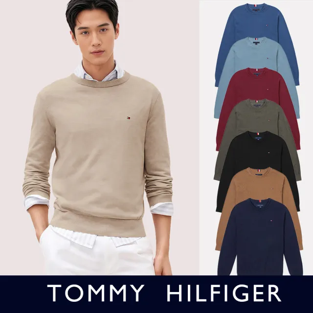【TOMMY HILFIGER】TOMMY 經典圓領Logo針織毛衣 上衣-多色選(平輸品/秋冬舒適)