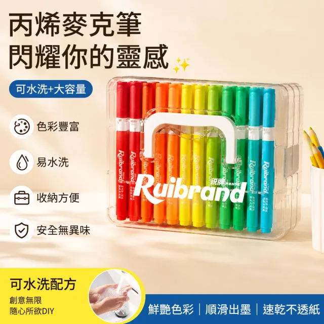 【OECO】可水洗麥克筆 兒童彩色筆 丙烯麥克筆 不透紙速乾畫筆 小學生美術用品