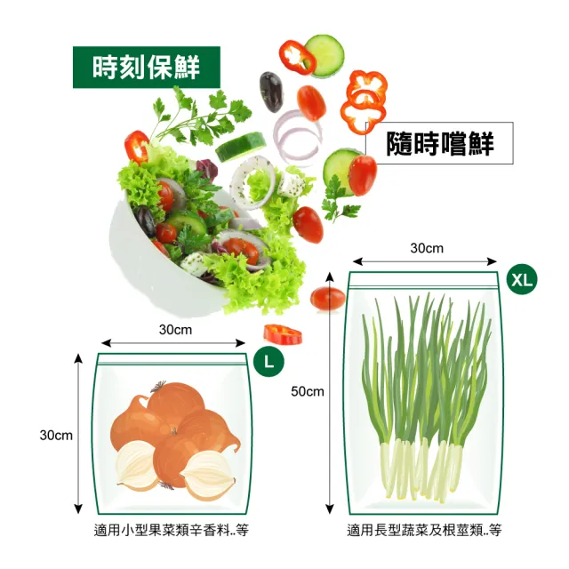 【USii 優系】高效鎖鮮袋 蔬果專用夾鏈袋3入組(100%不含塑化劑)