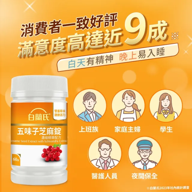 【白蘭氏】官方直營 五味子芝麻錠 濃縮精華配方 5瓶(共300錠 芝麻素 維生素E 助睡眠)