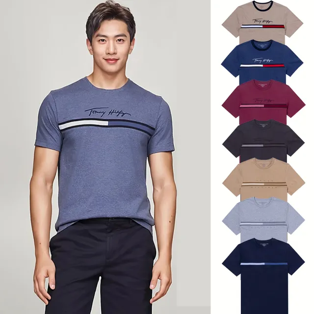 【TOMMY HILFIGER】TOMMY 經典刺繡大Logo圖案短袖T恤-多色選(平輸品/短T)
