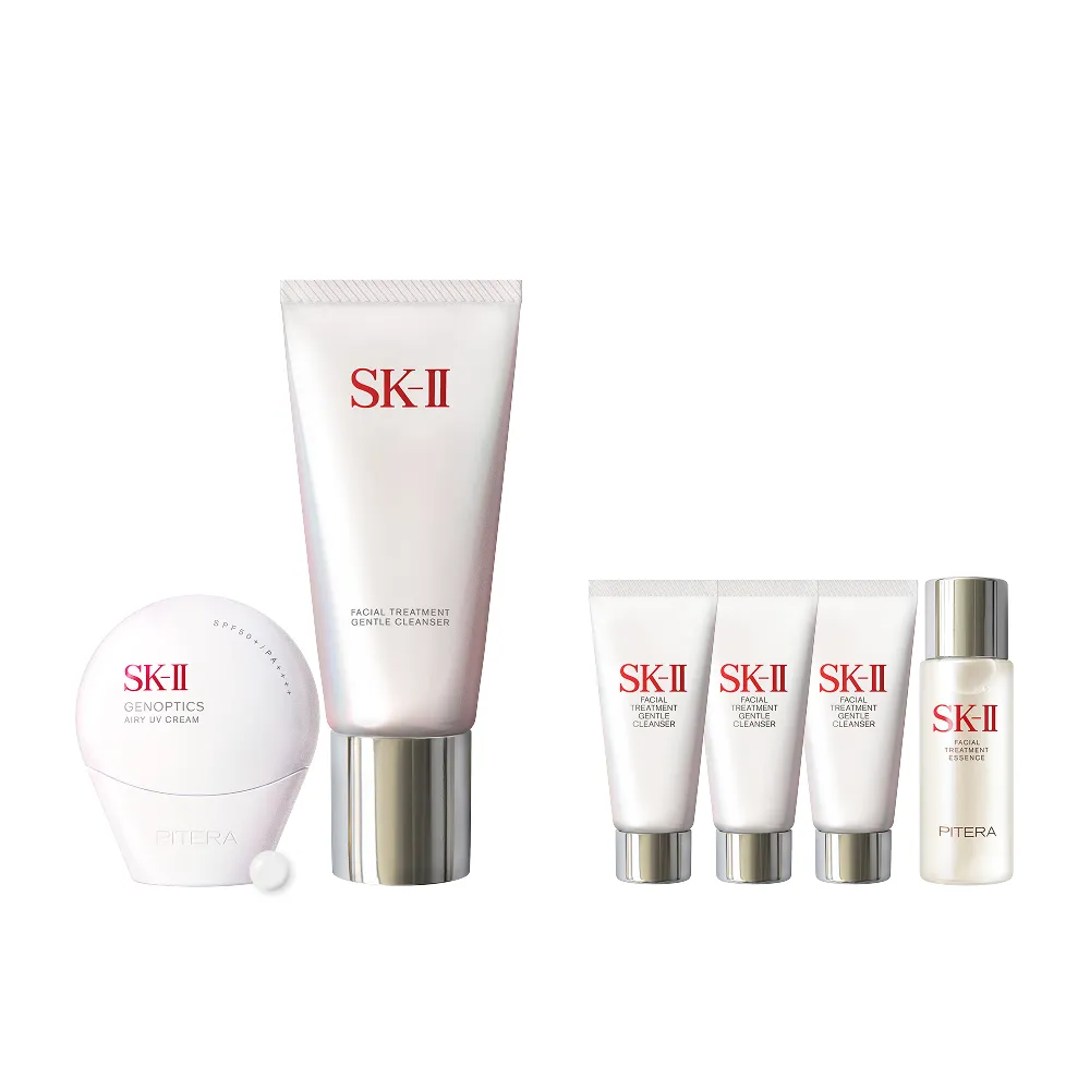 【SK-II】官方直營 防曬霜30g+潔面乳120g(五合一/防曬小白球/透明/新客入手/超大牌)