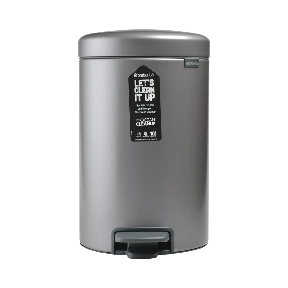 【Brabantia】Newicon 腳踏式時尚環保垃圾桶 12L 鉑金色(平輸品)