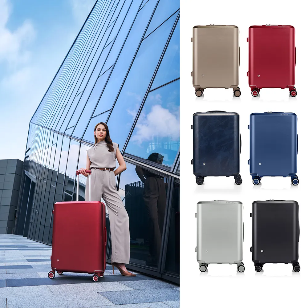 Samsonite 新秀麗】25吋EVOA Z 可擴充拉絲光澤防刮防盜拉鍊輕量PC避震