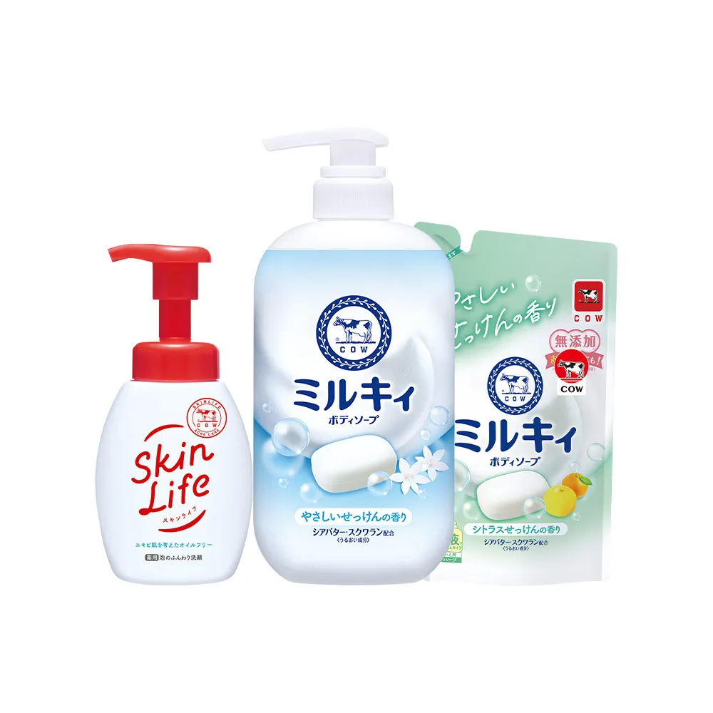 【日本牛乳石鹼】momo限定 Mliky牛乳精華+泡洗顏入門新客組 (沐浴乳/洗臉慕斯)