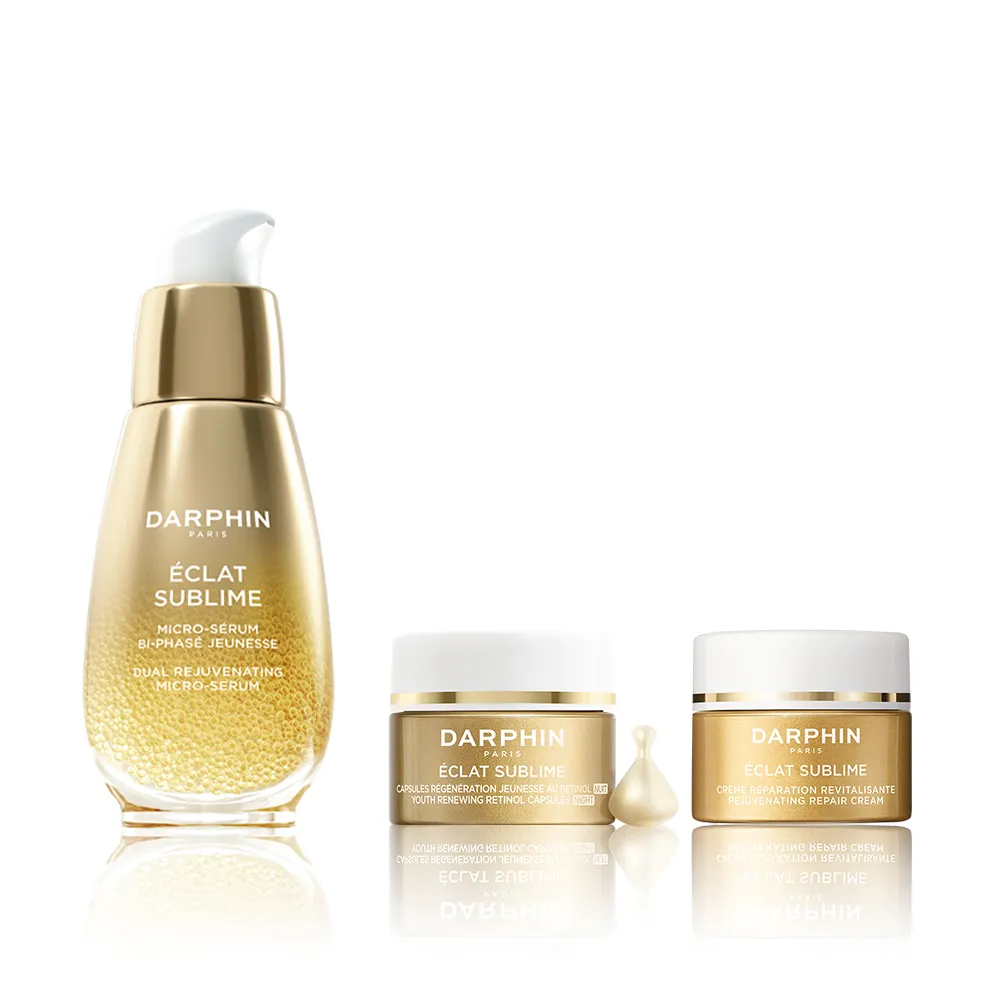 【DARPHIN 朵法】金緻入門高光組(金緻再生奢光露30ml+A醇精露膠囊7顆+修護霜 5ml/小金球)