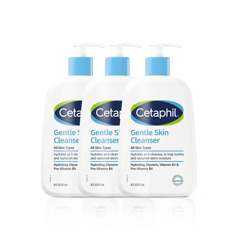 【Cetaphil 舒特膚】官方直營 溫和潔膚乳 473ml*3入(洗面乳/敏感肌/保濕/B3/B5/乾燥粗糙)