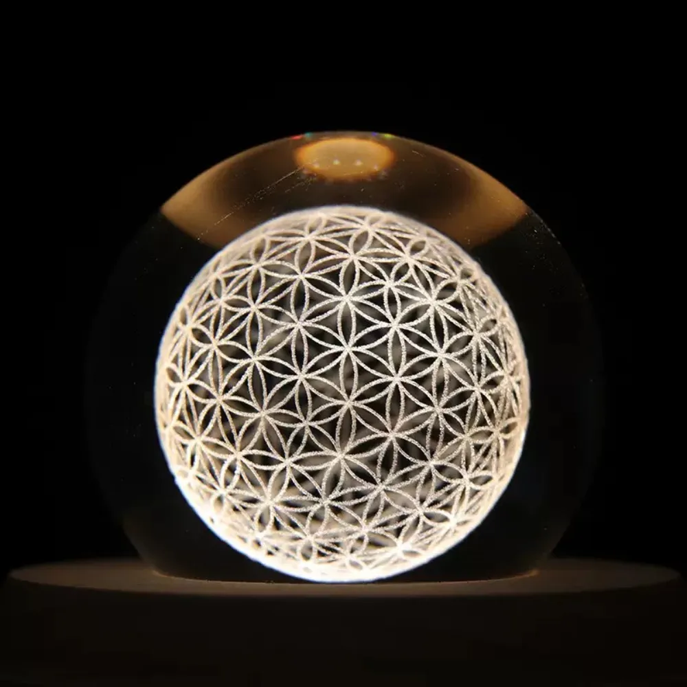 【A-ONE 匯旺】生命永生花 水晶球 台灣現貨 玻璃雷射雕刻 星空燈 暖光床頭燈  LED燈 交換禮物