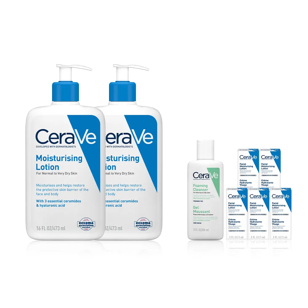 【CeraVe 適樂膚】momo限定雙星組★長效清爽保濕乳 473ml*2(臉部身體乳液/張凌赫同款)