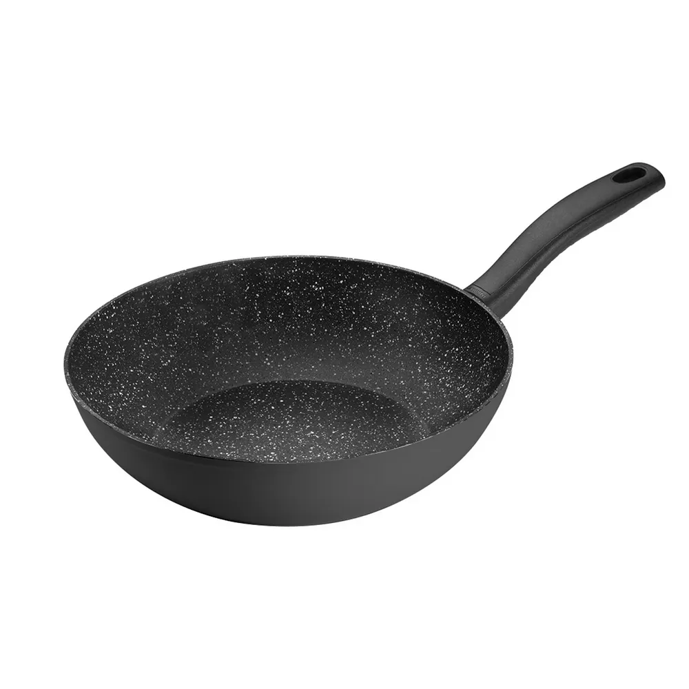 【GHIDINI】義大利 石紋不沾平底鍋 黑28cm / 平煎鍋 3-4人用不沾鍋