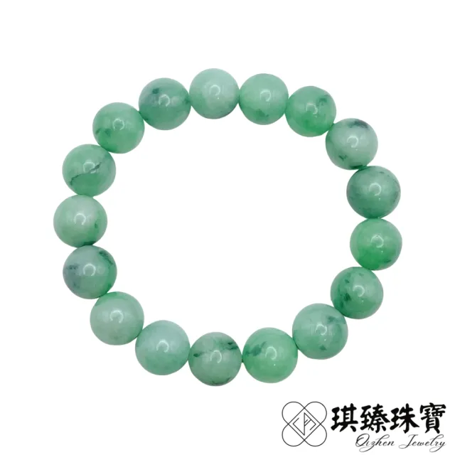 【琪臻珠寶】天然A貨翡翠豆糯種果綠圓珠手珠手串(12mm圓珠_漸層果綠_隨機出貨_618狂歡節_限時搶購)